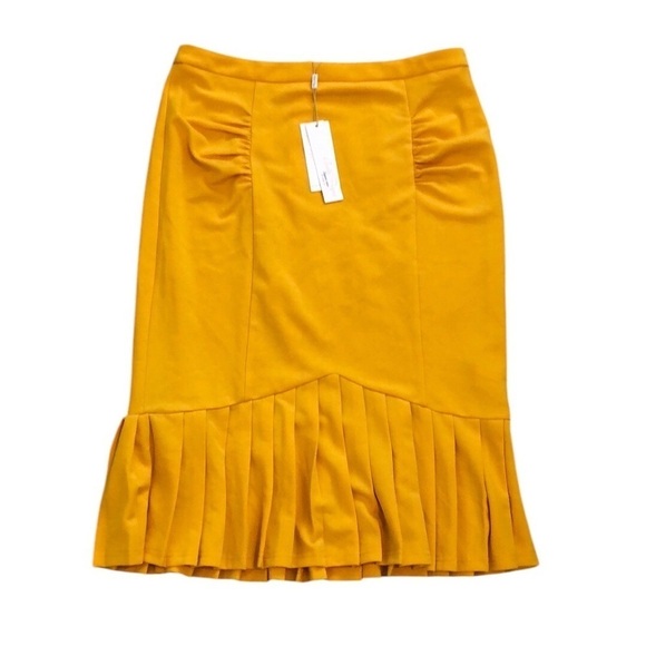 Belle Poque Dresses & Skirts - NWT Belle Boque Womens Skirt Sz 2XL Yellow Pleated Pencil Fall Spring Fun Work